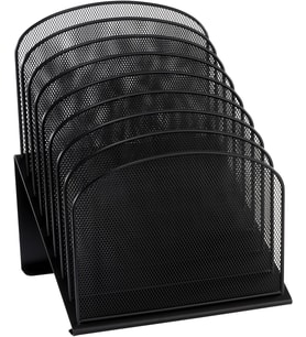 Ürünler Onyx Mesh 8 Katmanlı Dikey Masaüstü Organizatör 3258BL, Siyah Toz Boya Kaplama, Dayanıklı Çelik Hasır İnşaat, Yerden Tasarruf Sağlayan İşlevsellik