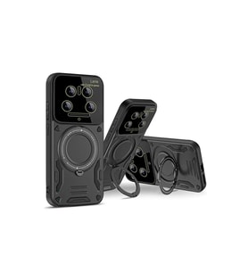 Xiaomi Mi 14 Ultra Kılıf Joy Lens Standlı Kapak - Koyu Yeşil