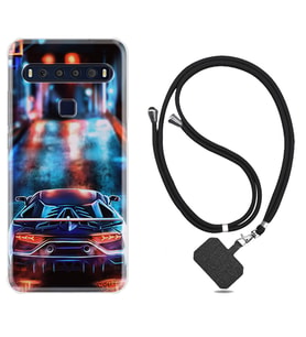 TCL 10L 10 Plus 10SE 20E 20SE 30 L7 Kılıf Boyun Askılı Silikon Neon Cars 1724