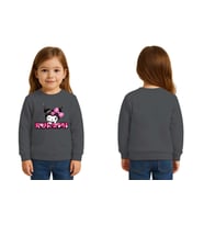 Unisex Kuromi Baskılı Çocuk Swaetshirt 3 İplik Şardonlu (Füme)