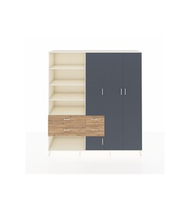 Hyperion Dolap 14 Raflı 4 Çekmeceli 4 Kapaklı 220x44x243 Aytaşı-Antrasit/Çam