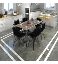 Knsz masa sandalye takımı hem75mazlum crdsyh 130*090 klçsm 6 sandalye syhsyh kolçaklı sırt minderli
