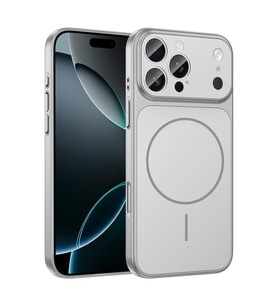 Apple iPhone 15 Pro Uyumlu Kılıf Zore M-Safe Şarj Özellikli Kamera Korumalı Formen Kapak (Gümüş)