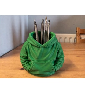 3D Baskı Kapüşonlu Sweatshirt Kalemlik - Masaüstü Organizer-Yeşil