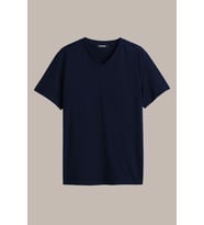 COMEOR Erkek Lacivert Basıc Slim Fit Pamuklu Kısa Kollu V Yaka T-shirt