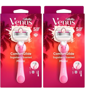Venus ComfortGlide Sugarberry Kokulu Miami Kadın 5 Bıçaklı Tıraş Makinesi 2li paket