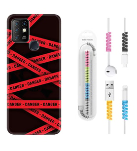 INFINIX Hot 8 9 10 11S Hot 10 Play 10T Kılıf Kablo Koruma Spiral Silikon Danger 1372