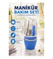 Mavi Manikür ve Kişisel Bakım Seti – Cımbız, Makas, Tırnak Makası ve Törpü