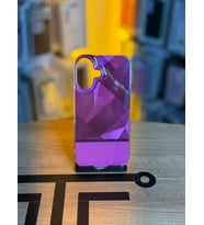 iPhone 16 Uyumlu Kristal Görünümlü Geometrik Desenli Parlak Kılıf (Pembe)