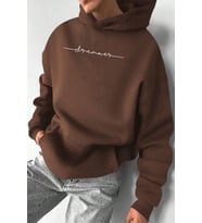 Dreamer Baskılı Oversize Sweatshirt (Kahverengi)
