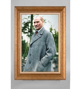 Altın Varaklı Paspartulu Çerçeveli Atatürk Tablo sd156