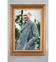 Altın Varaklı Paspartulu Çerçeveli Atatürk Tablo sd156