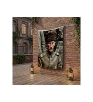 Kalpaklı Üniformalı Atatürk poster Bayrak Raşel Kumaş 100x150 cm ATA54