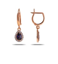 Mistik Topaz Rose Gümüş Damla Küpe 4962