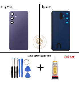 Samsung S24 Plus Mor Arka Pil Kapağı Batarya Kapağı Lazer Kesim + Yapıştırıcı ve Vida Seti