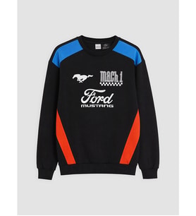 LCW Kids Siyah Ford Baskılı Erkek Çocuk Kalın Sweatshirt
