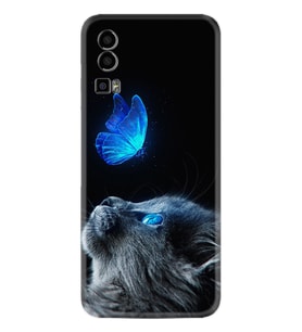 General Mobile GM 23 Kılıf Resimli Desenli Silikon Platinium Series Butterfly Cat 1891