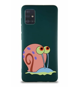 Samsung Galaxy M31S Soft Premier Kapak Salyangoz Gary Tasarımlı Silikon Kılıf - Yeşil (Şeffaf)