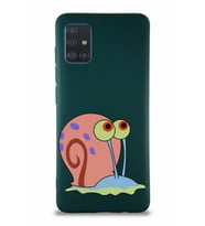 Samsung Galaxy M31S Soft Premier Kapak Salyangoz Gary Tasarımlı Silikon Kılıf - Yeşil (Şeffaf)
