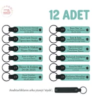 Lise Sınıflarına Anlamlı Bir Mezuniyet Hatırası 12'li Set, Anı Anahtarlığı, Turkuaz & Siyah