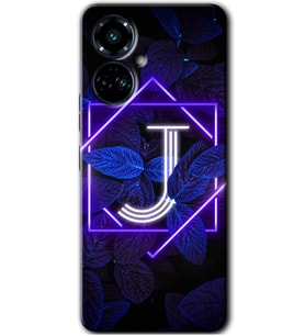 Tecno Camon 19 Pro Kılıf HD Desen Baskılı Kılıf - Dark Neon Yaprak J Harfi