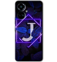 Tecno Camon 19 Pro Kılıf HD Desen Baskılı Kılıf - Dark Neon Yaprak J Harfi
