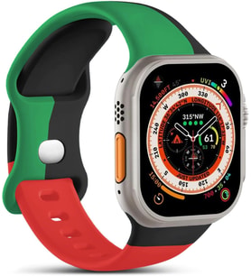 Apple Watch Series 8 45mm için Kordon ActiveFlex Wristband Black Unity [Watch Series 8 45mm ile Uyumlu Kordon, Kayış - Siyah - Yeşil]