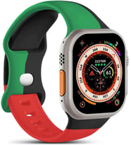 Apple Watch Series 8 45mm için Kordon ActiveFlex Wristband Black Unity [Watch Series 8 45mm ile Uyumlu Kordon, Kayış - Siyah - Yeşil]