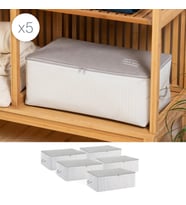 Ocean Home Textile 5'li Orta Boy Gri Çizgili Stuff & Things Hurç Set 52 x 28 x 21 cm