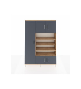 Arges Dolap 10 Raflı 5 Kapaklı 132x30x195 Çam-Antrasit/Çam