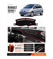 RENAULT SCENIC 1 (1996-2003) Uyumlu Torpido Örtüsü Torpido Kılıfı - Siyah Kırmızı