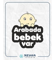 Arabada Bebek Var Sticker 3 10x10 cmRenkli Sticker