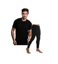 UYGUR %75 Yün Erkek Yarım Kol Fanila ve Alt İçlik Takım (Siyah)