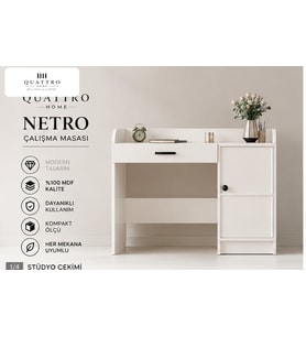 NETRO ÇALIŞMA MASASI -Genişlik: 120 cm Yükseklik: 90 cm Derinlik: 57 cm -%100 MDF
