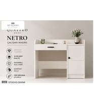 NETRO ÇALIŞMA MASASI -Genişlik: 120 cm Yükseklik: 90 cm Derinlik: 57 cm -%100 MDF
