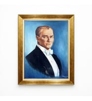 Tablore Atatürk Portre Tablo Yağlı Boya Görünümlü Altın Çerçeveli Kanvas