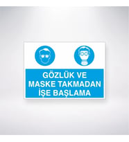 Gözlük ve Maske Takmadan İşe Başlama 21x28 Arkası Yapışkanlı Levha