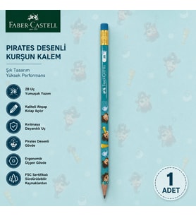 Faber-Castell Pirates Desenli Kurşun Kalem 1 Adet 2B Yuvarlak Gövde