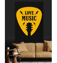 Müzik Aşkı Gitar Pena Dekoratif Kanvas - Mdf Ahşap Tablo