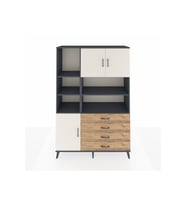 Hyperion Dolap 8 Raflı 4 Çekmeceli 3 Kapaklı 132x44x195 Antrasit-Aytaşı/Çam