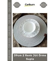 #Supla El Yapımı Doğal Hasır Sağlam Dikiş Yuvarlak Masa Sunum 39cm 2 Renk Jüt Örme Supla