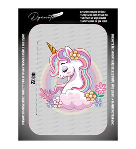 Unicorn Boynuzlu At Iron Press Tekstil Ütü İle Yapışabilen Transfer Baskı Kağıdı DTF BASKI (Karışık)