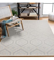 Makine Kaymaz Yıkanabilir Krem Geometrik Triko Salon Halısı Mutfak Halısı Koridor Halısı Yolluk 11404K