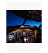 Gün Doğumunda Boeing 737 Kokpit Tablo Ahşap Poster Dekoratif