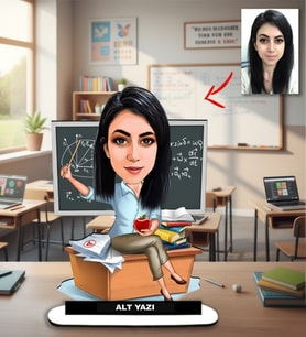 Kisiye Özel Karikatür kadın Öğretmen Biblo , Öğretmenler günü hediyesi, Sevgililer Günü hediyesi