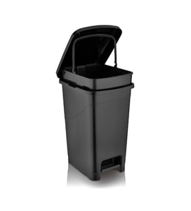 Omnipazar SRL-3030 Slim Pedallı Plastik Çöp Kovası İç Kovalı 40 lt Siyah