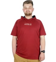 Mode XL Büyük Beden T-Shirt Kapşonlu For Fun 22175 Bordo