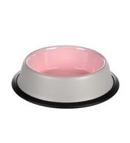 Flamingo Nell Boyalı Çelik Mama Kabı Antislip Gri-Pembe 200Ml