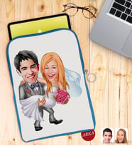 BK Gift Kişiye Özel Evleniyoruz Karikatürlü Taşınabilir Koruyucu Tablet Kılıfı & Organizer Çanta - Mavi-7