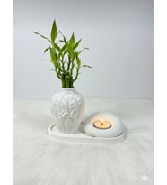 BY Fİİ HOME MODERN BOHEM CİLALI BEYAZ SET DEKORASYON KOKULU TAŞ TOZU (Parlak Beyaz)